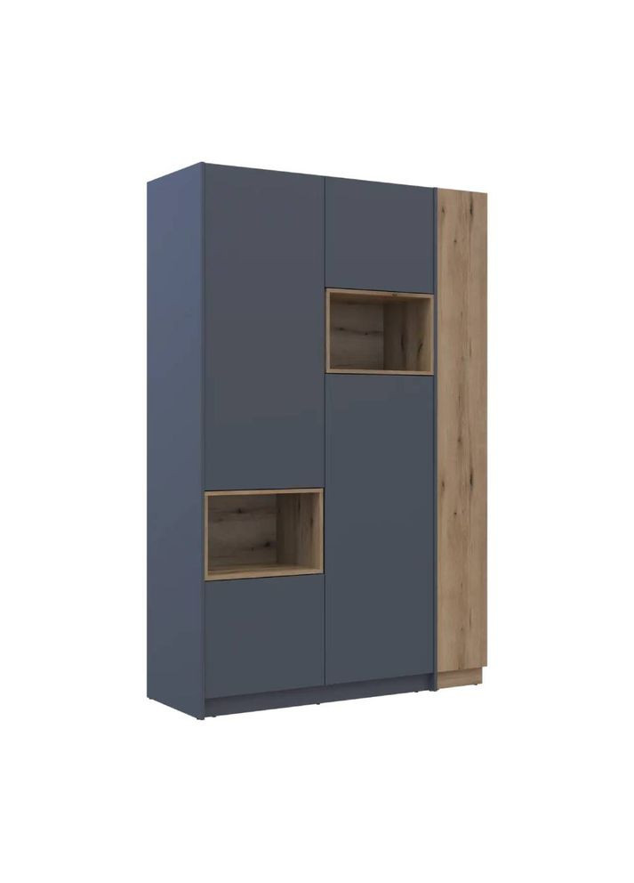 Шафа для одягу з нішою та етажеркою Дейл Графіт/Дуб Евок 2 ДСП 143.2х52х220 (DRS-011734) Doros (361999361)