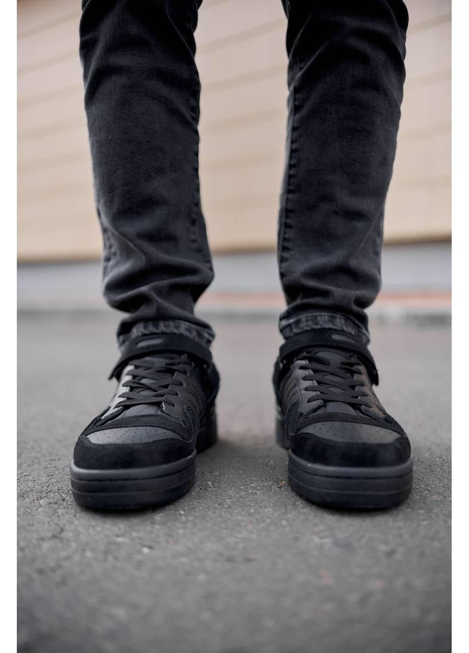 Черные демисезонные кроссовки мужские adidas forum low full black адидас форум No Brand