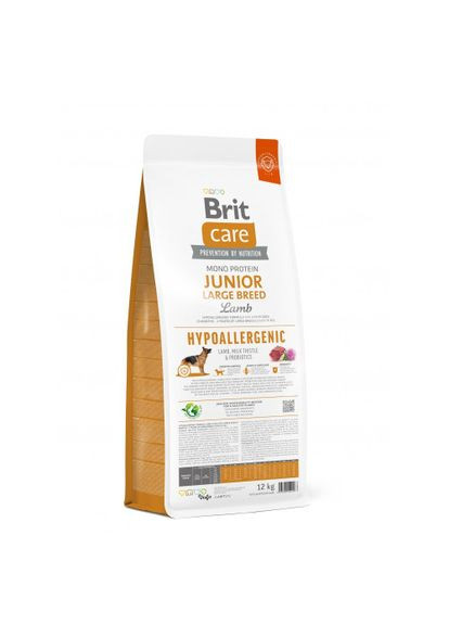 Сухий корм Dog Hypoallergenic Junior Large Breed для молодих собак великих порід, гіпоалергенний з ягням, 12 кг Brit Care (322874492)