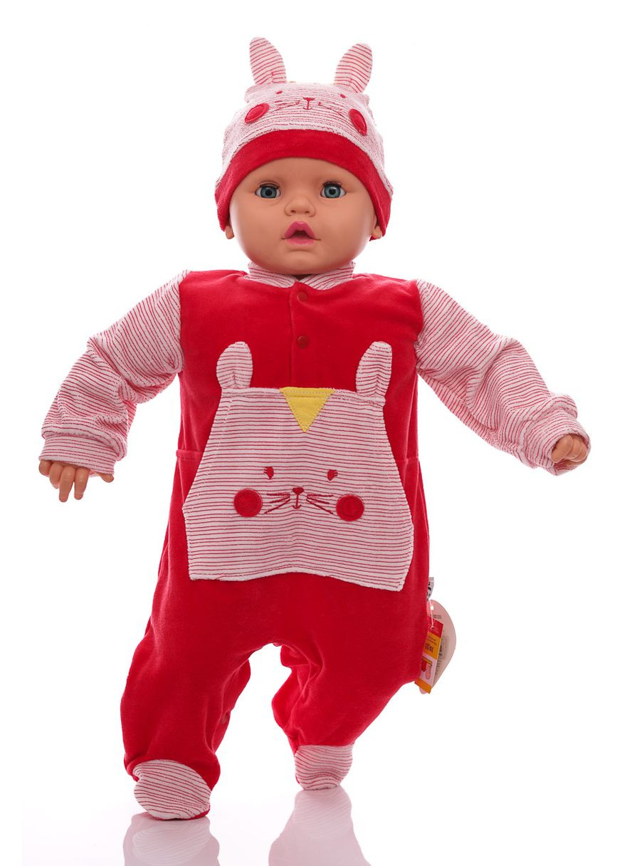 Чоловічок для хлопчика велюровий з котиком червоний 74 см (26569) BABYKROHA (297197400)