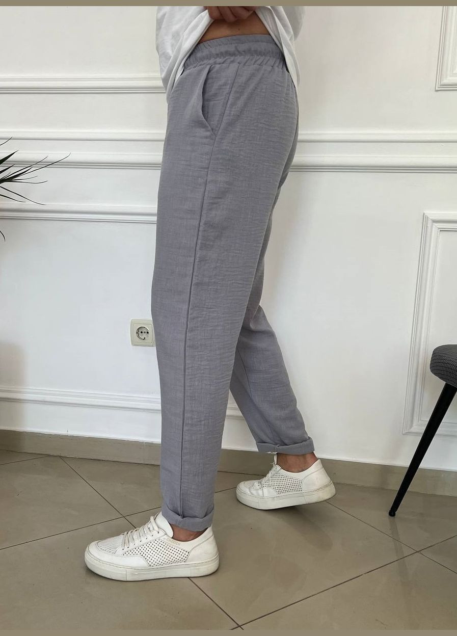 Серые летние брюки No Brand