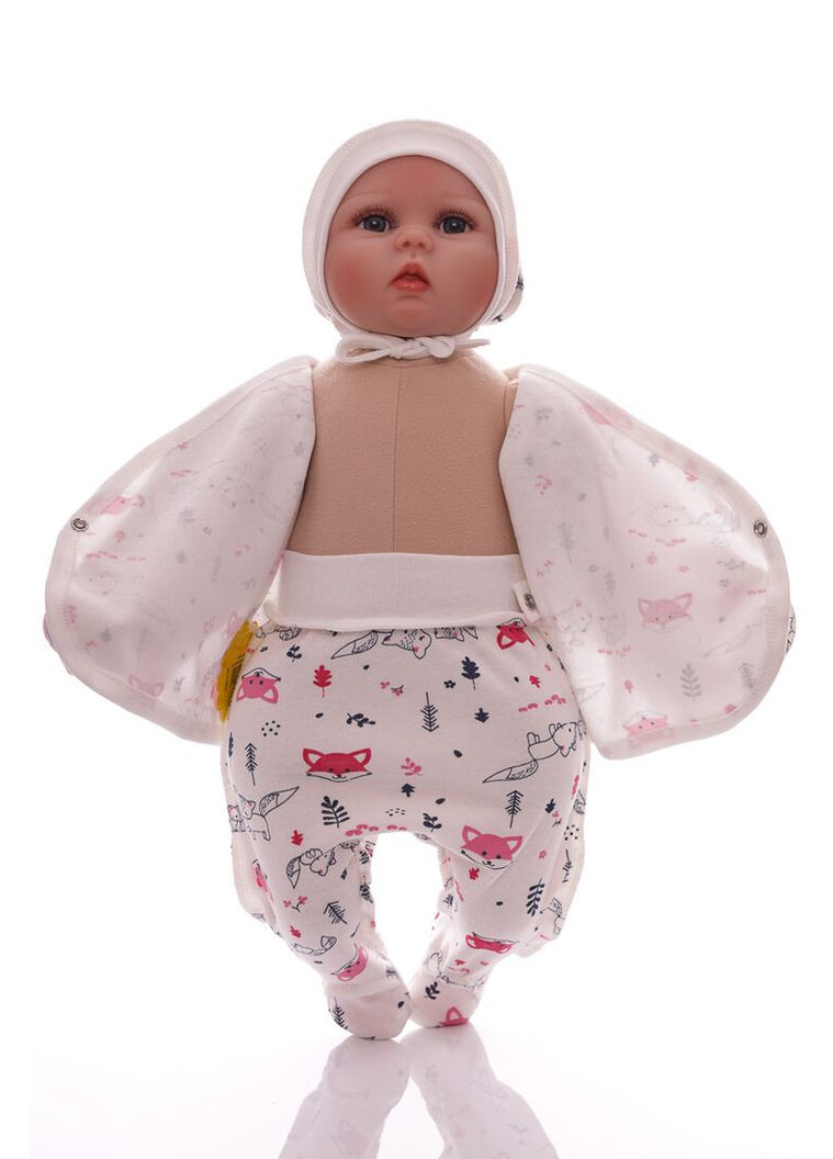 Білий демісезонний набір для новонародженого 3в1 інтерлок лисички білий 62 см (53614) BABYKROHA