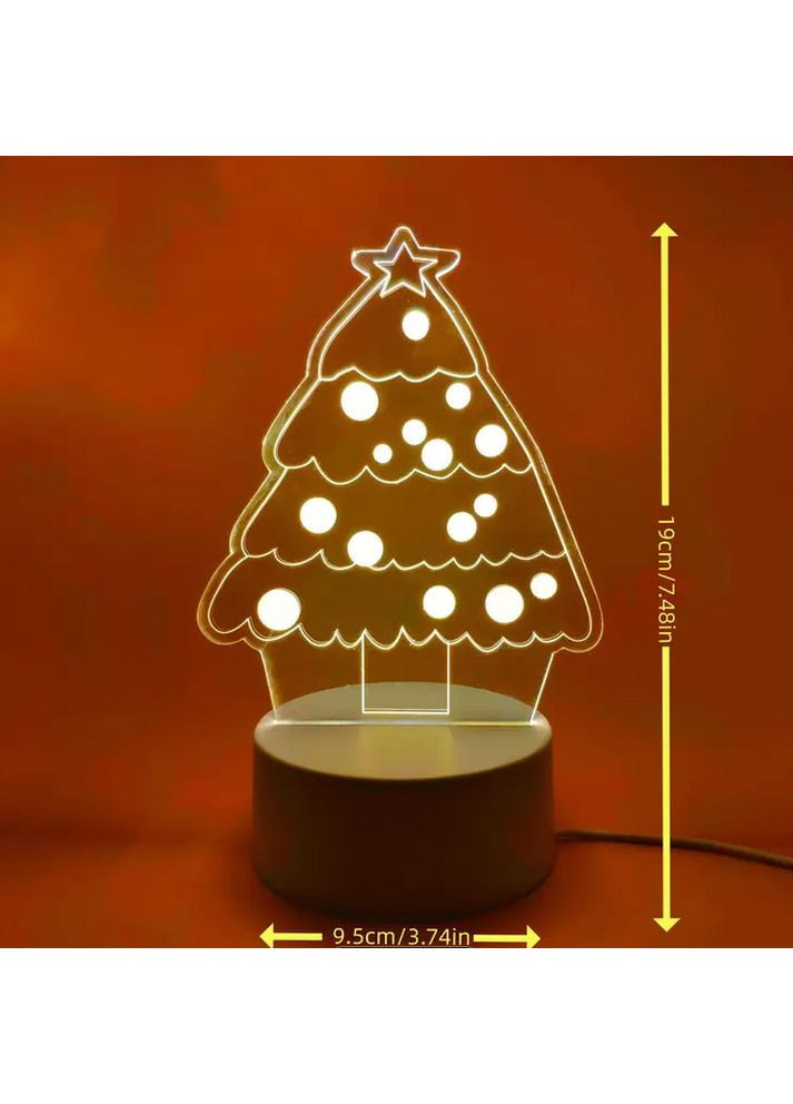 Нічник-світильник настільний 3D "Ялинка зі снігом" від USB SAM-337 No Brand (368785929)