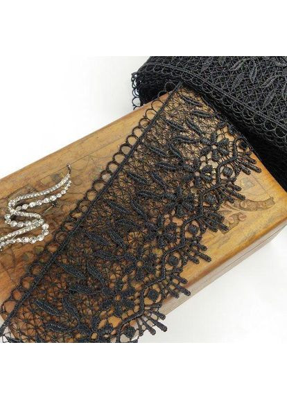 (1 метр) Кружево макраме 9 см цвет - черный (24 м-H13115-4) Plus-plus (352746682)