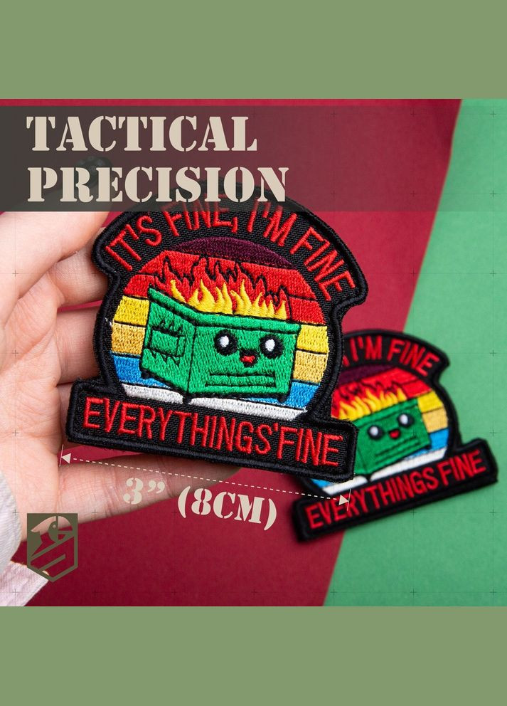 Набор шевронов 2 шт It is fine, I'm Fine Everythings Fine 7,3х7,6 см вышитый патч нашивка шеврон IDEIA (333034940)