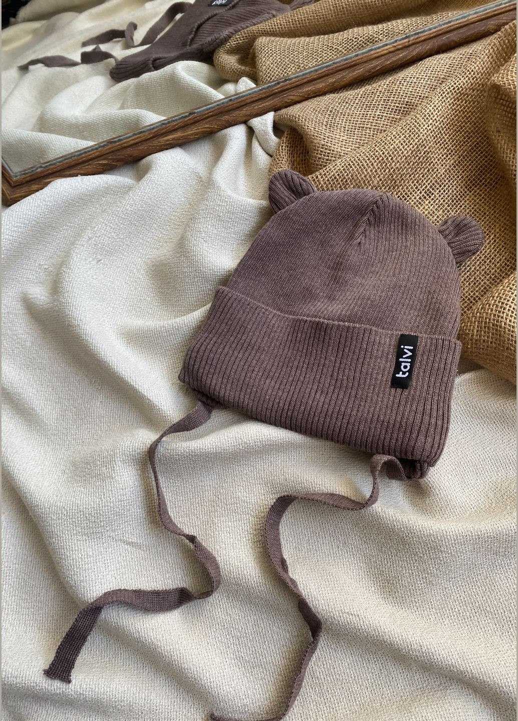 Дитяча шапка на зав'язках із милими вушками Talvi Йоко (321963773)