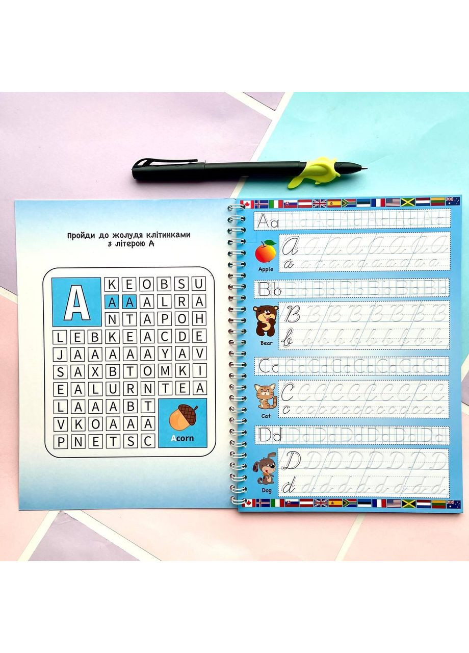 Прописи багаторазові з канавками "Англійські літери" No Brand (365762376)