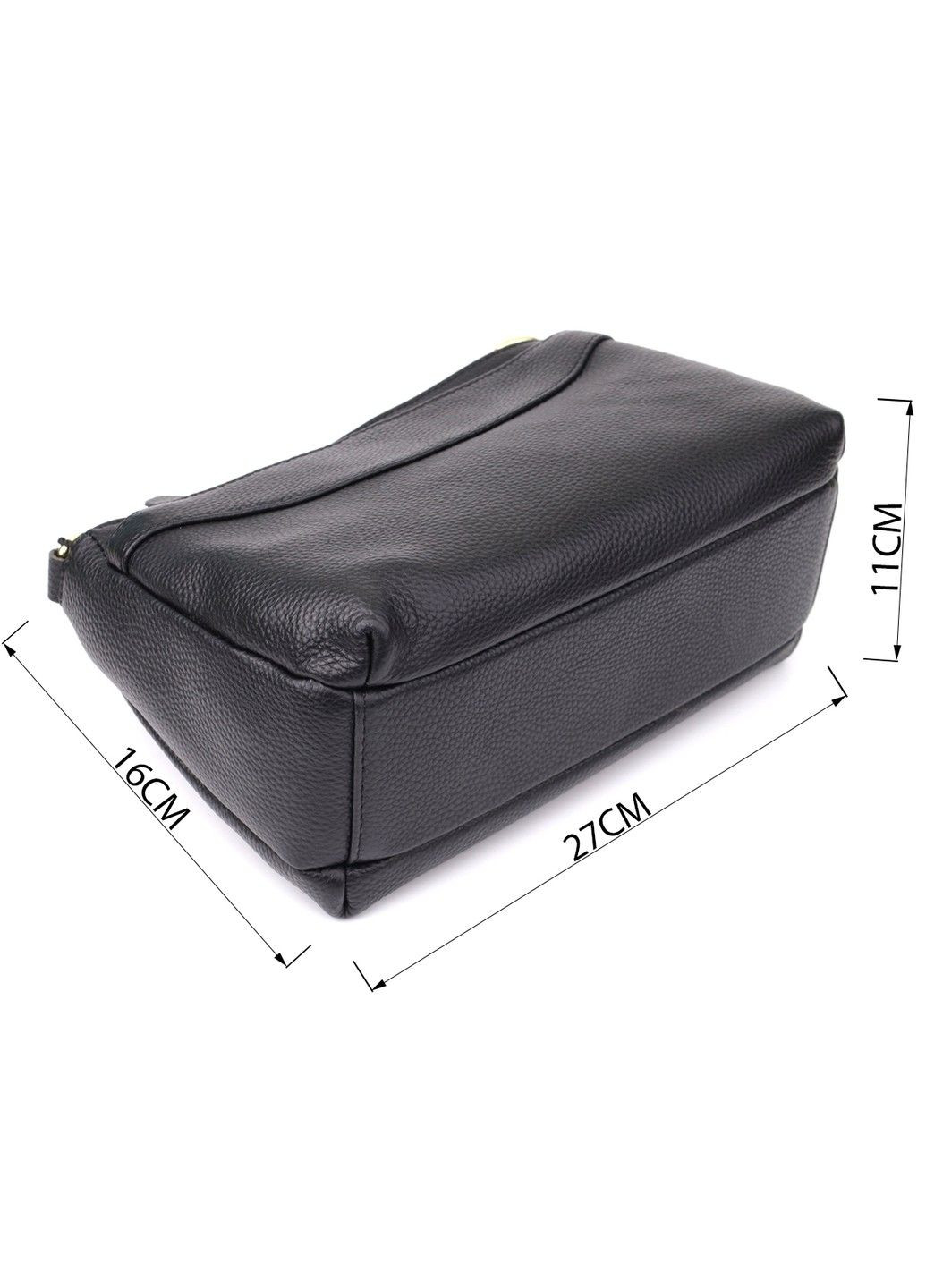 Классическая женская сумка с жестким дном из натуральной кожи 22987 Черный Vintage (356452087)