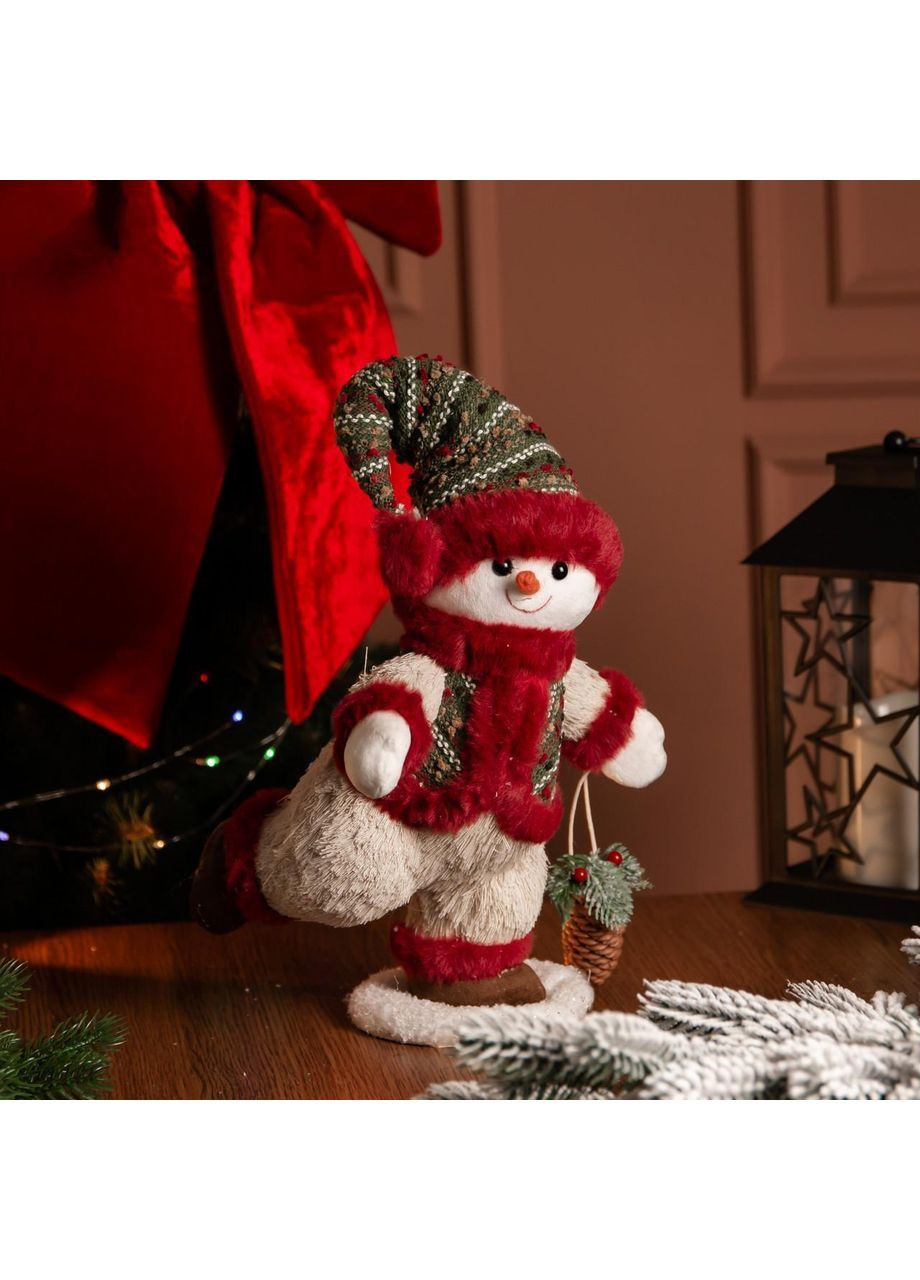 Новогодняя фигурка Снеговик с шишкой 26×21×38 (см) CR-4-15 No Brand (369478167)
