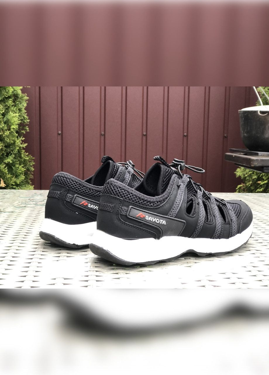 Чорні Осінні чорні з білим демісезонні чоловічі кросівки No Brand