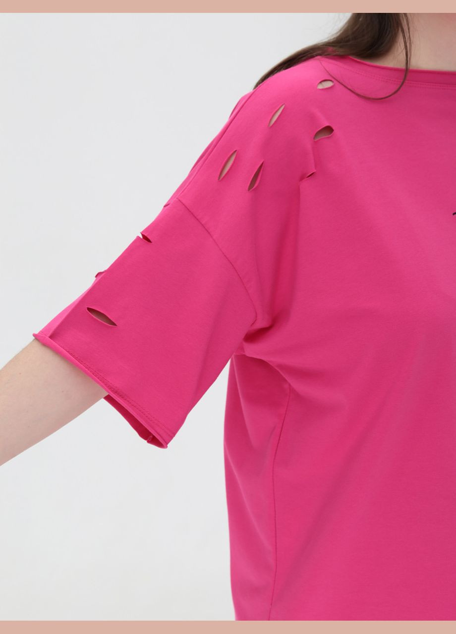 Футболка жіноча рожева подовжена великий розмір JEANSclub Вільна - (322999554)