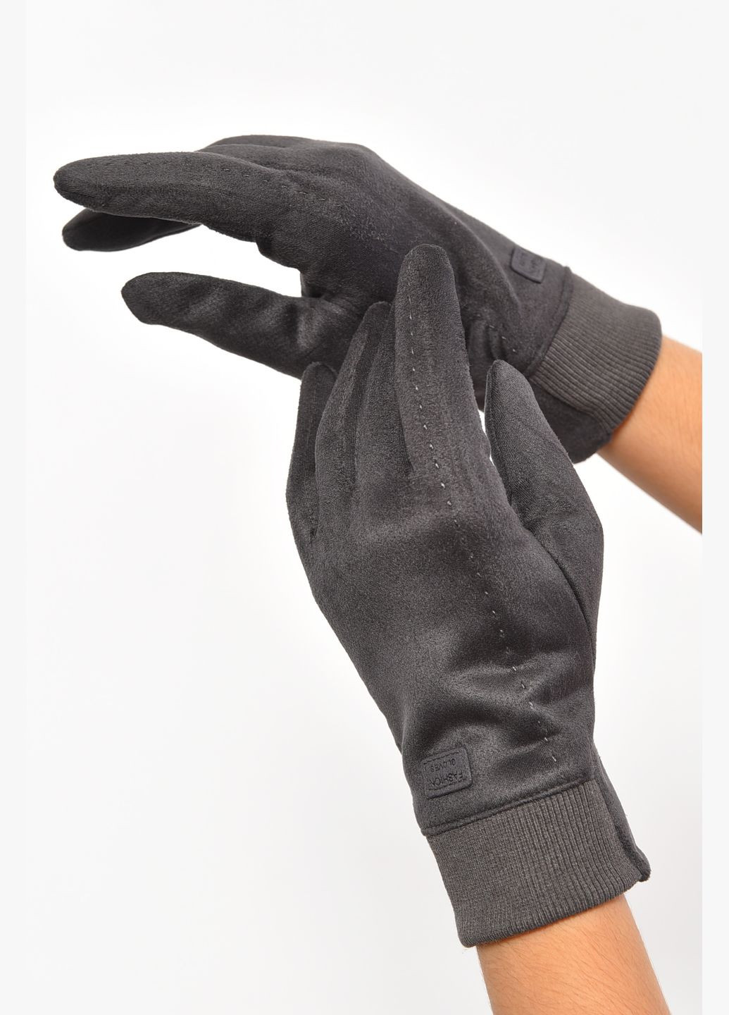 Перчатки женские замшевые на искусственном меху сенсорные темно-серого цвета Let's Shop (302661193)