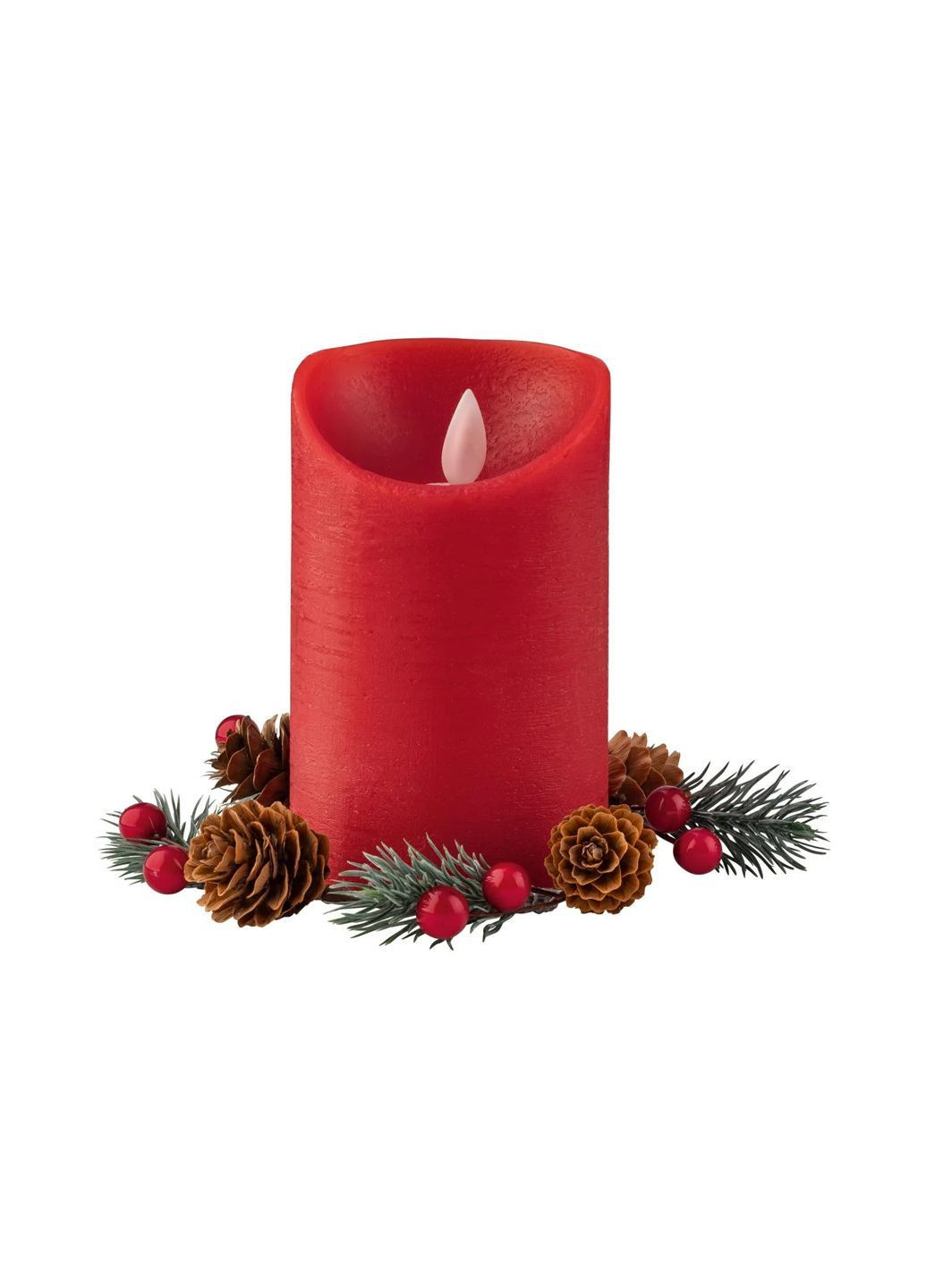 Рождественская LED свеча парафиновая на батарейках 7,5х7,5х12,5 см красная Livarno home (362495689)
