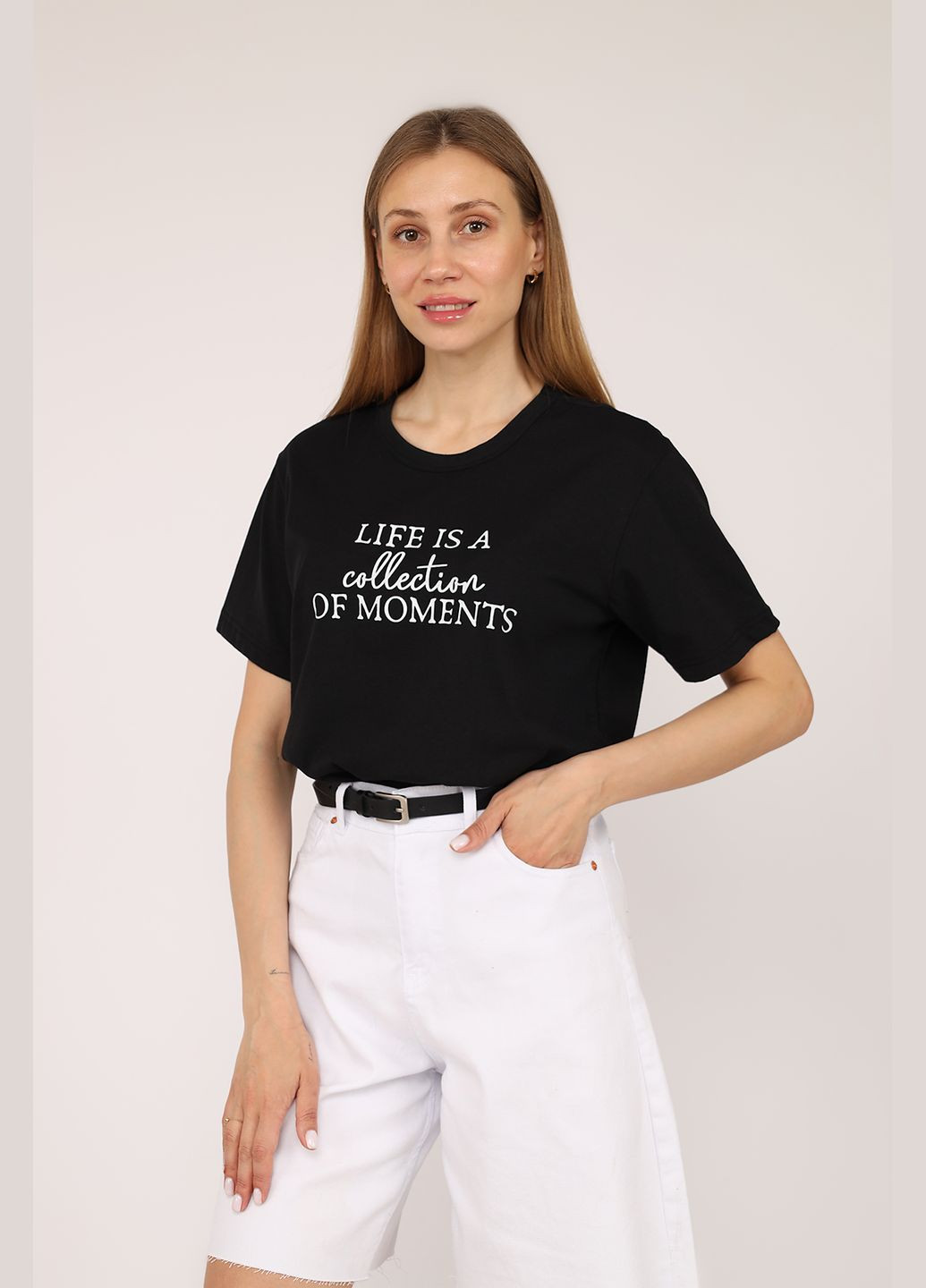 Футболка с коротким рукавом женская цвет черный CB-00272837 Yuki - (334429438)