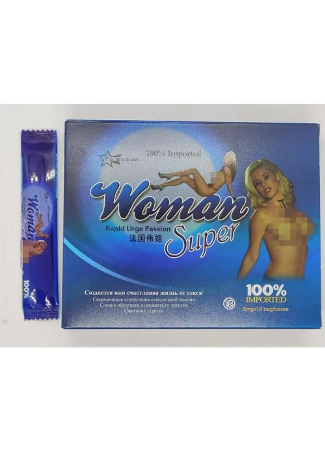 Женский возбудитель в каплях Woman Super 5 мл, (цена за упаковку, 12 стиков) Loveshop (291412416)