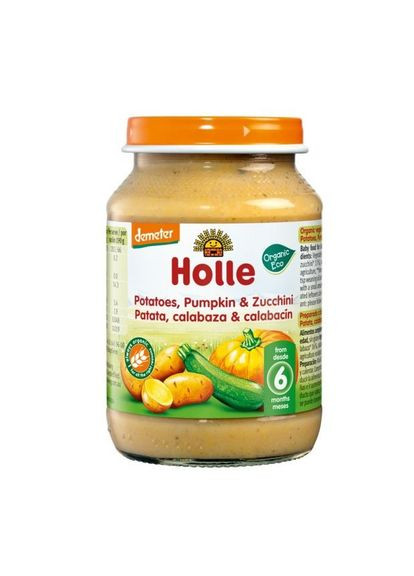 Пюре Цуккини и тыква с картофелем, органическое, 190 г Holle 32840 (332943884)