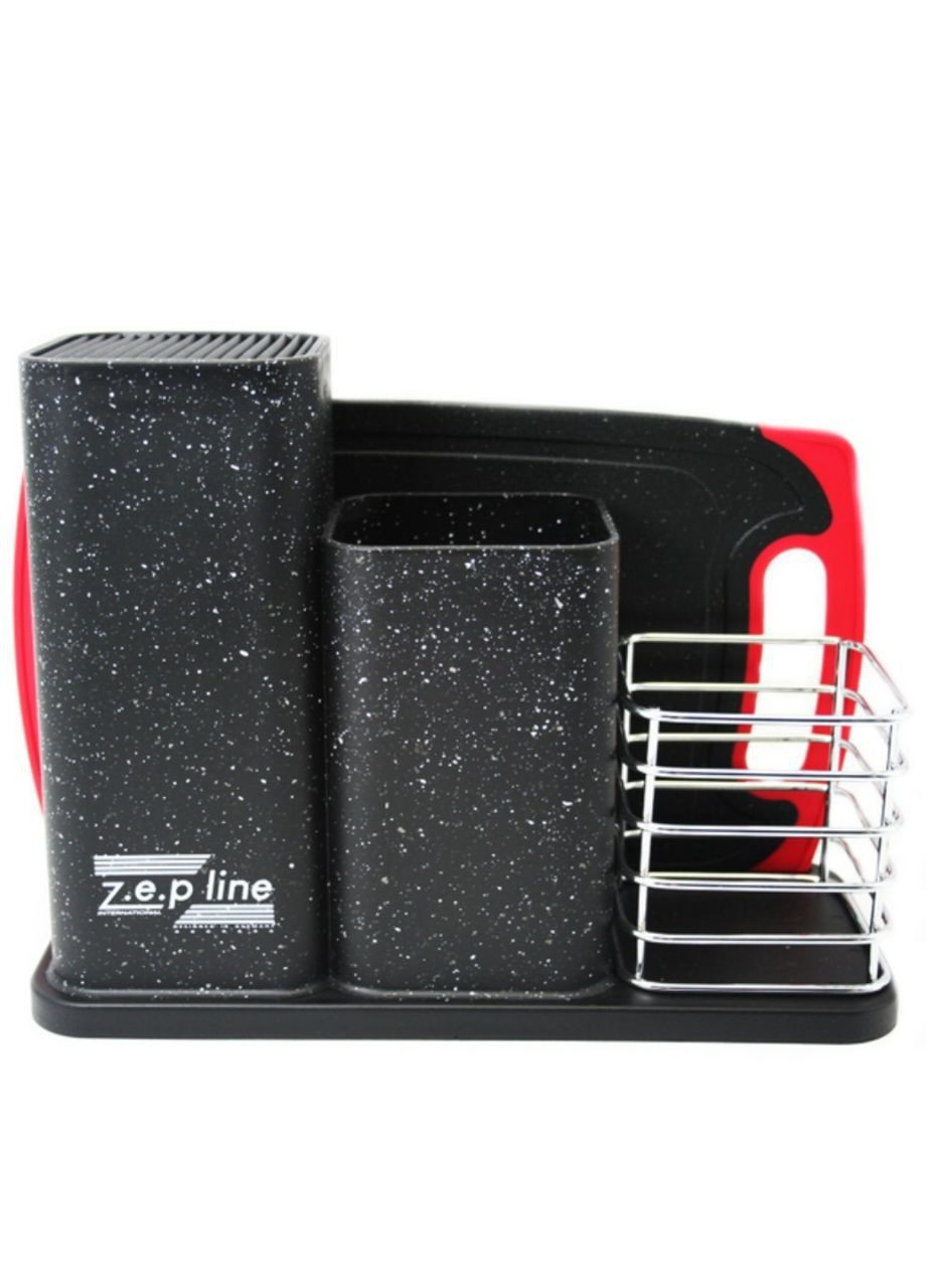 Набор ножей и кухонных принадлежностей 14в1 Zepline ZP-045 чёрные, пластик, силикон, нержавеющая сталь