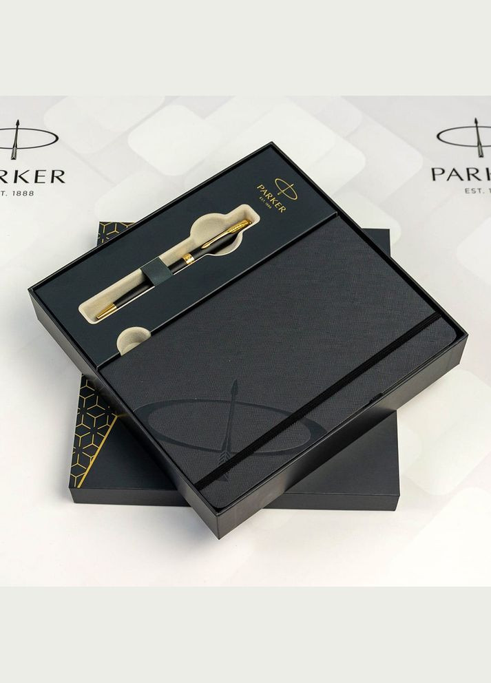 Набір SONNET Matte Black Lacquer GT BP кулькова ручка + блокнот 84 832b24 Parker (316517531)