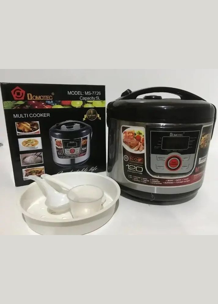 Мультиварка с электронным управлением 5л 12 программ с таймером 1500Вт LED дисплей MS-7726 Черный Domotec (323000733)