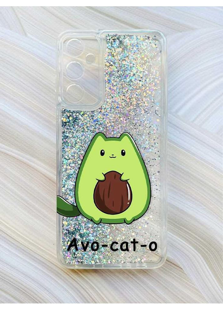 Чехол с плавающими блестками на Samsung Galaxy M34 5G:: Котик Авокадо (принт 306) CASE CONTROL (360705538)