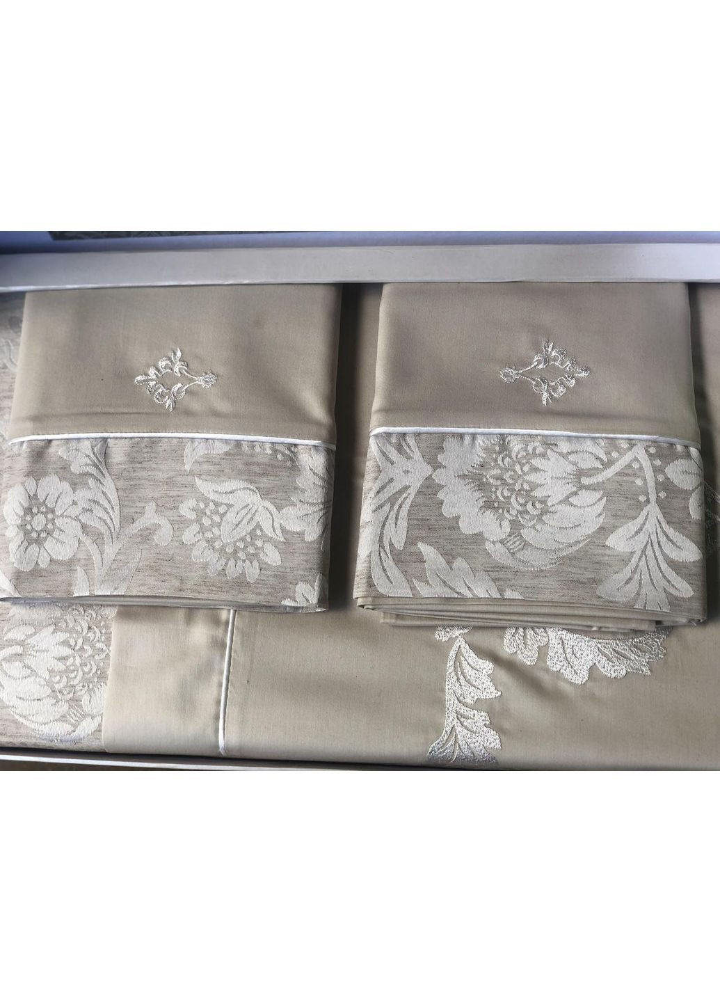 Постельное белье Fortuny bej жаккард делюкс лен евро Tivolyo Home (371657069)