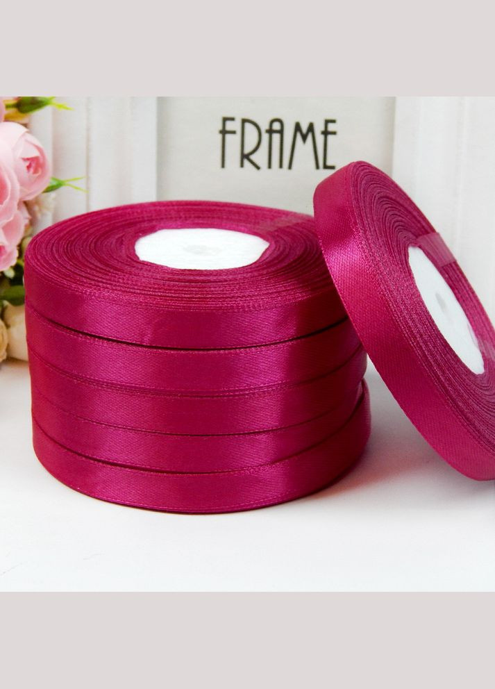 Стрічка атласна однотонна, 1 см, №28 фуксія (рулон 33 м) No Brand (351902863)