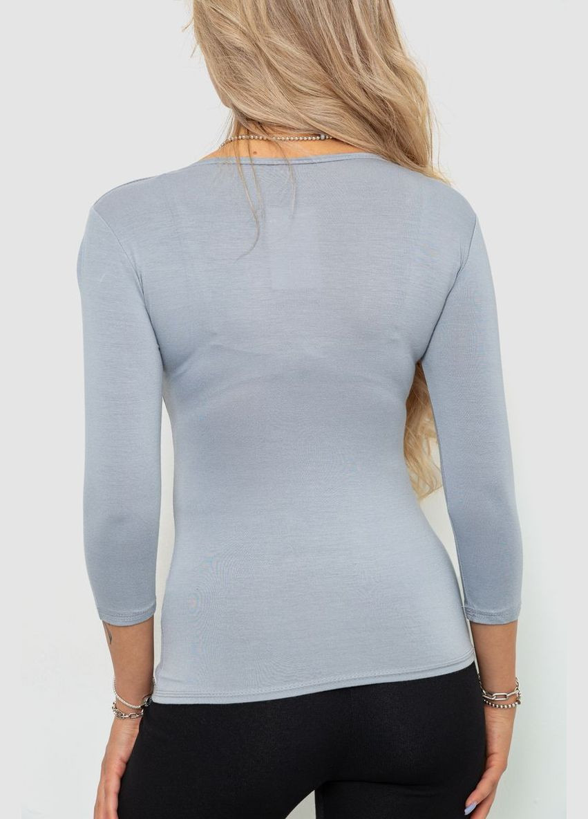 Светло-серая демисезон футболка женская с удлиненным рукавом, цвет джинс, Ager