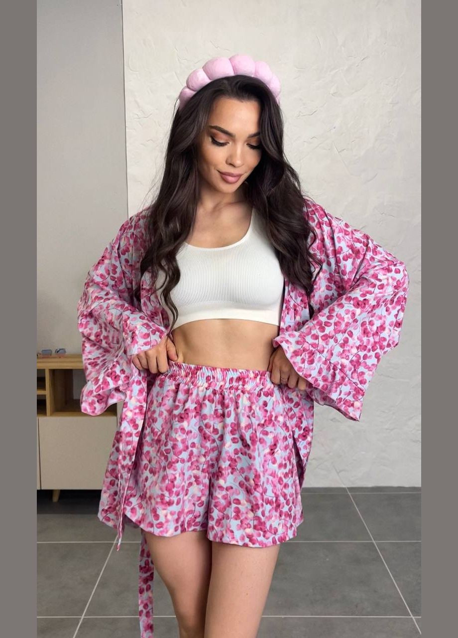 Женский летний костюм в принте кимоно + пояс + шорты MonCher (335013826)