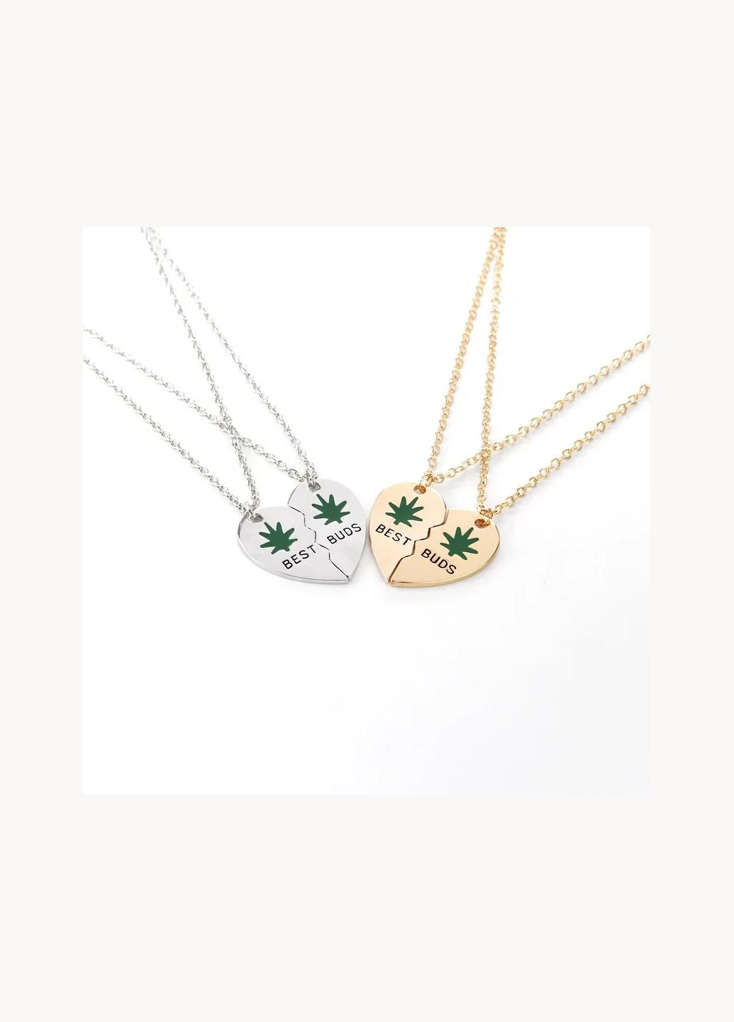 Парні підвіски найкращі друзі Best Buds з коноплею кулони дві половинки серця best friends No Brand (339869741)