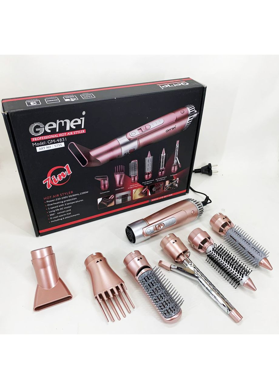 Щипці фен для волосся мультистайлер GM-4831 7в1, класичний фен для волосся, потужний фен для волосся Gemei (364663660)