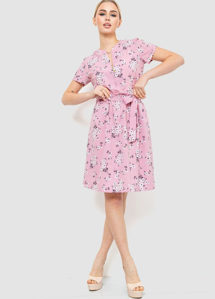 Пудровое платье с цветоным принтом, цвет серо-синий, Ager