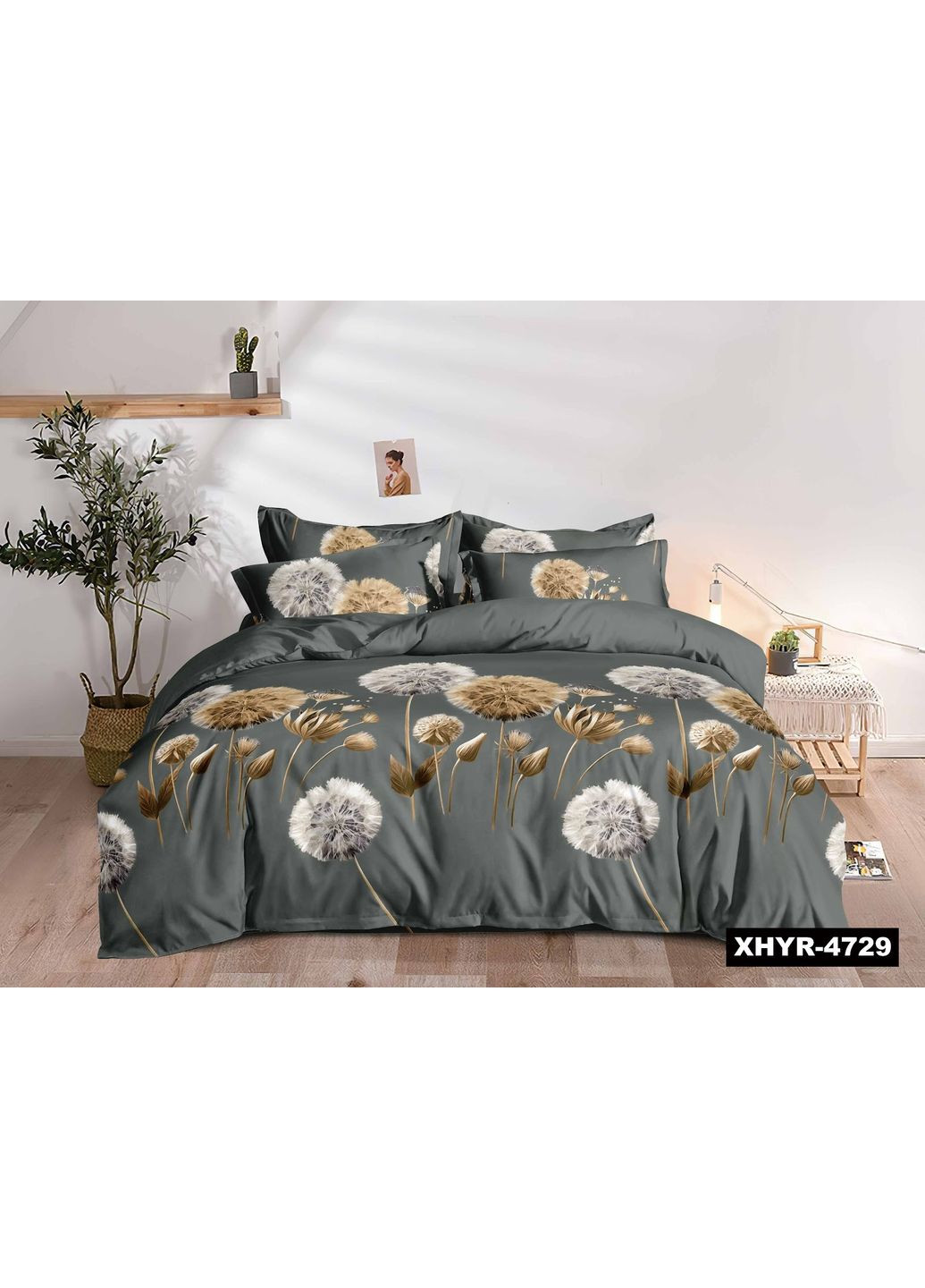 Байковое (фланелевое) постельное белье полуторное "Одуванчики" No Brand (361665142)