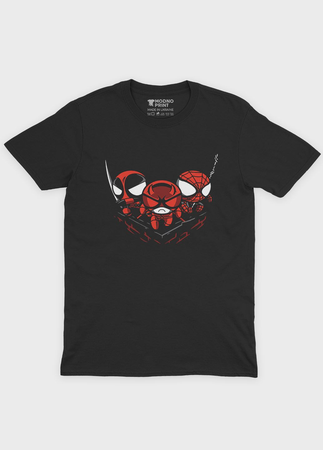 Черная летняя мужская футболка с принтом супергероя - человек-паук (ts001-1-bl-006-014-069-f) Modno