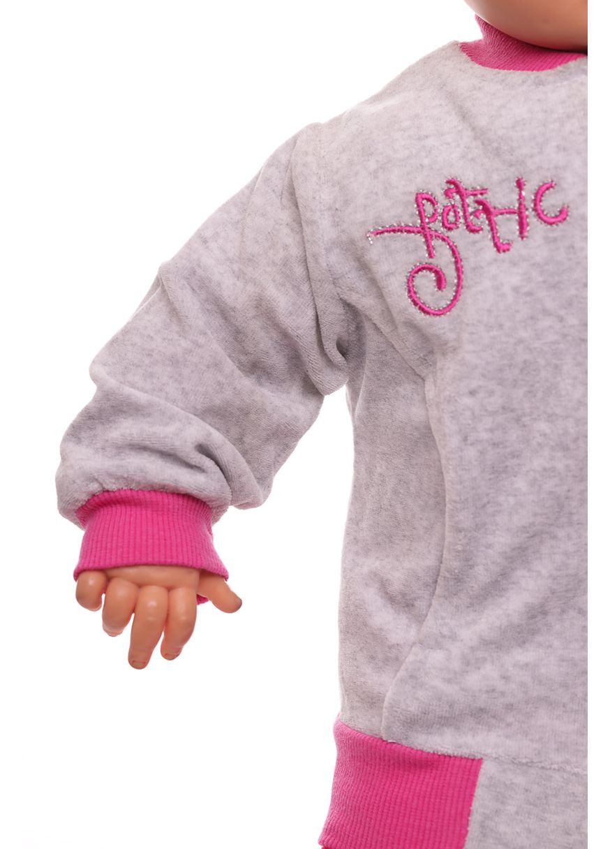 Розовый зимний костюмс длинным рукавом для девочки велюровый косичка розовый 68 см (26644) BABYKROHA