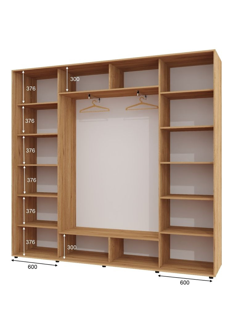 Шкаф-купе трехдверный 270*45*240 Дуб крафт золотой 2 ДСП/Зеркало с пескоструйным рисунком ШК-05 Алекса (360477290)