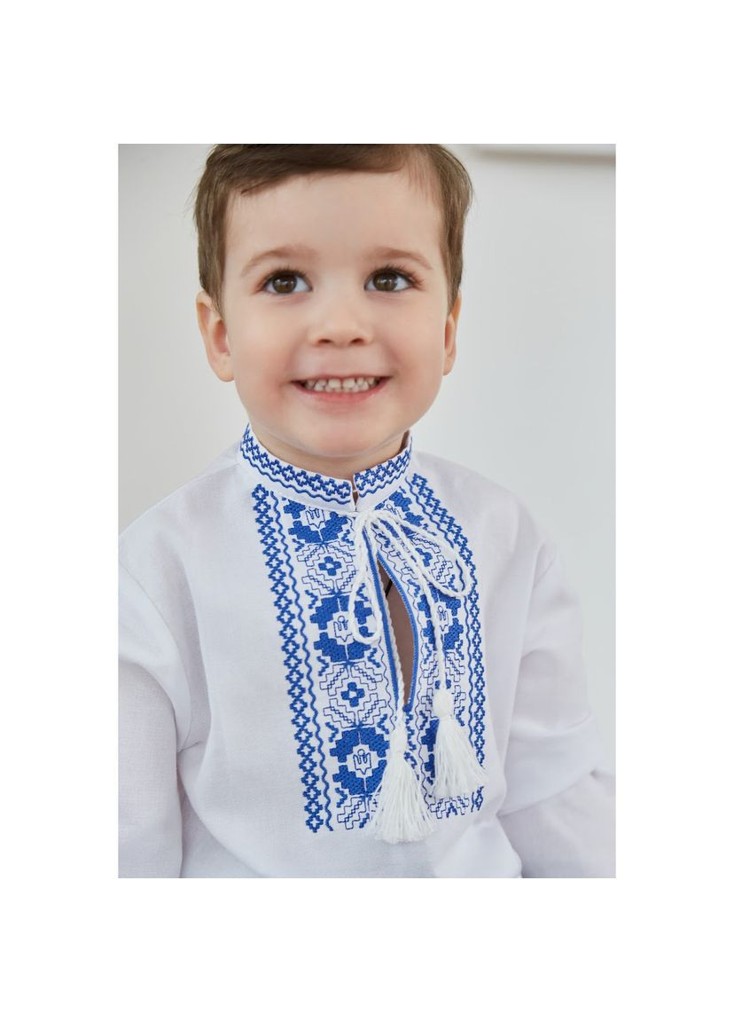 Біла вишиванка для хлопчика оберіг, р.110, білий з блакитним () Twins 88OT-О110-04