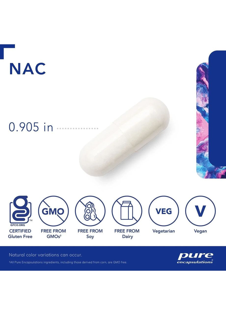 Ацетилцистеин NAC N-Acetyl-l-Cysteine 900 мг 120 капсул Pure Encapsulations (361115871)