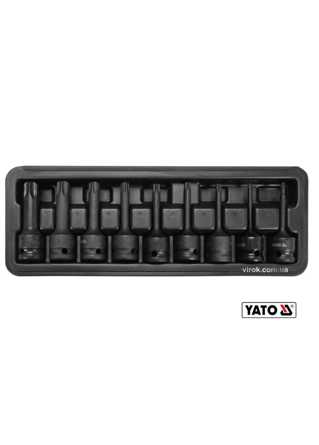 Набір насадок викруткових ударних : TORX T20-T70. квадрат- 1/2". Cr-Mo. 9 Од [10] YATO (392901317)