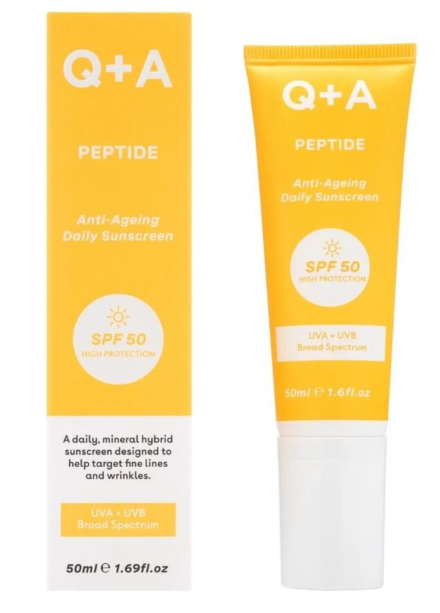 Q+A Антивозрастной солнцезащитный крем для лица Peptide Anti-Ageing Daily Sunscreen 50ml — Крем, Великобритания (297869602)
