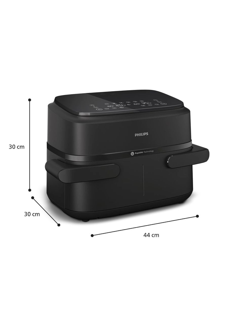 Мультипіч Ovi Flex Dual 2450Вт, чаша-6+3л, сенсорне управл., 2 контейнера, 6 авто. програм, пластик, чорний Philips (329997402)