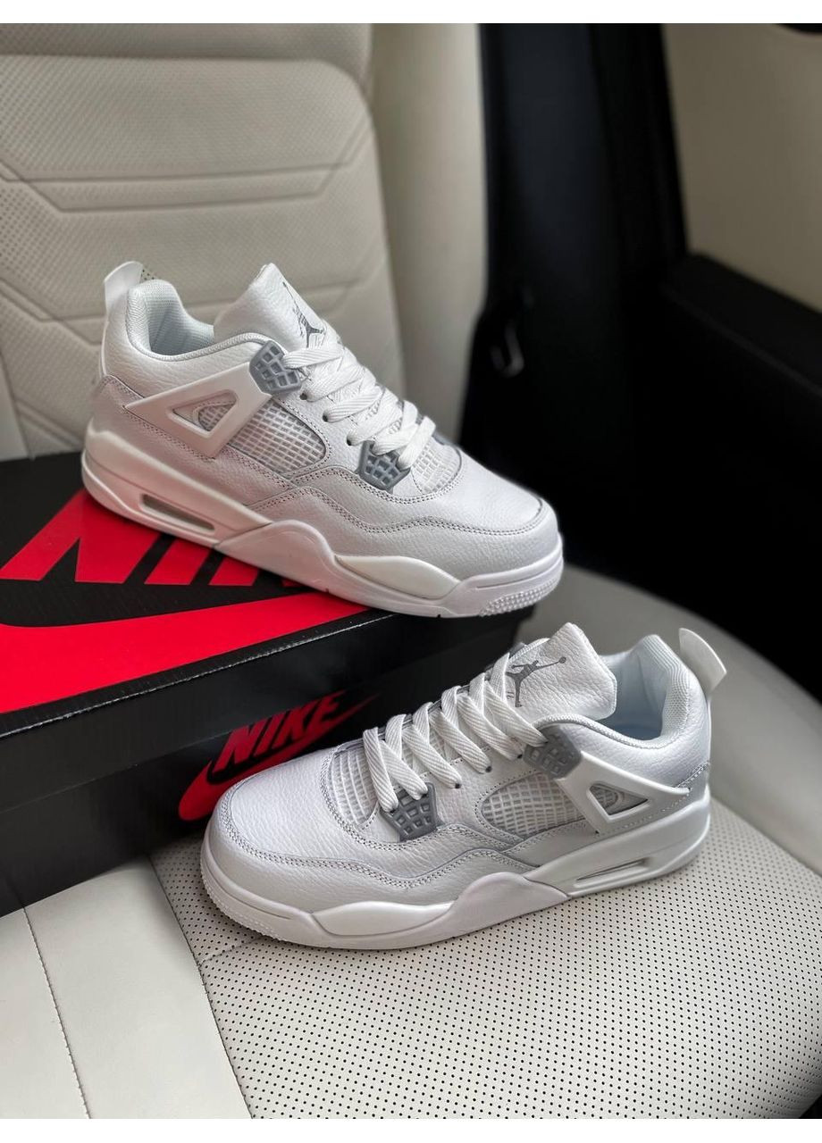 Білі Осінні кросівки чоловічі nike air jordan retro 4 white cement v2 найк аір джордан No Brand