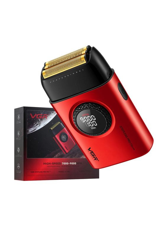 Электробритва V-378 RED шейвер, двойное лезвие, регулировка мощности 7000-9000 RPM. Цвет: корасный VGR (361667431)