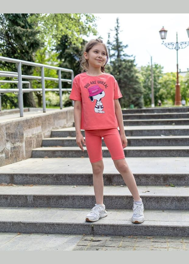 Рожевий літній комплект для дівчинки (футболка+велосипедки) hc (h001-6337-036-33) No Brand