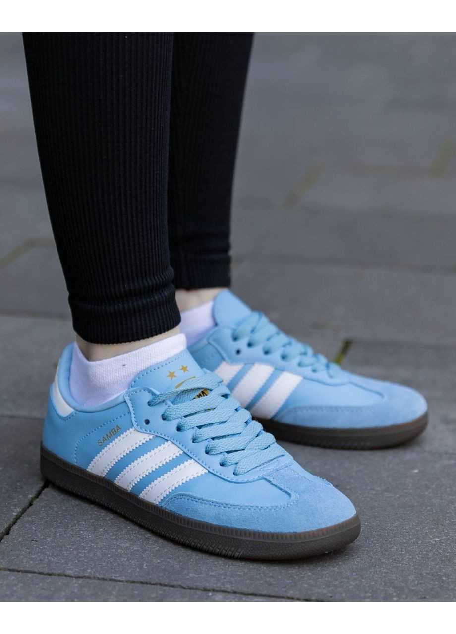 Белые демисезонные кроссовки мужские adidas samba argentina blue адидас самба No Brand