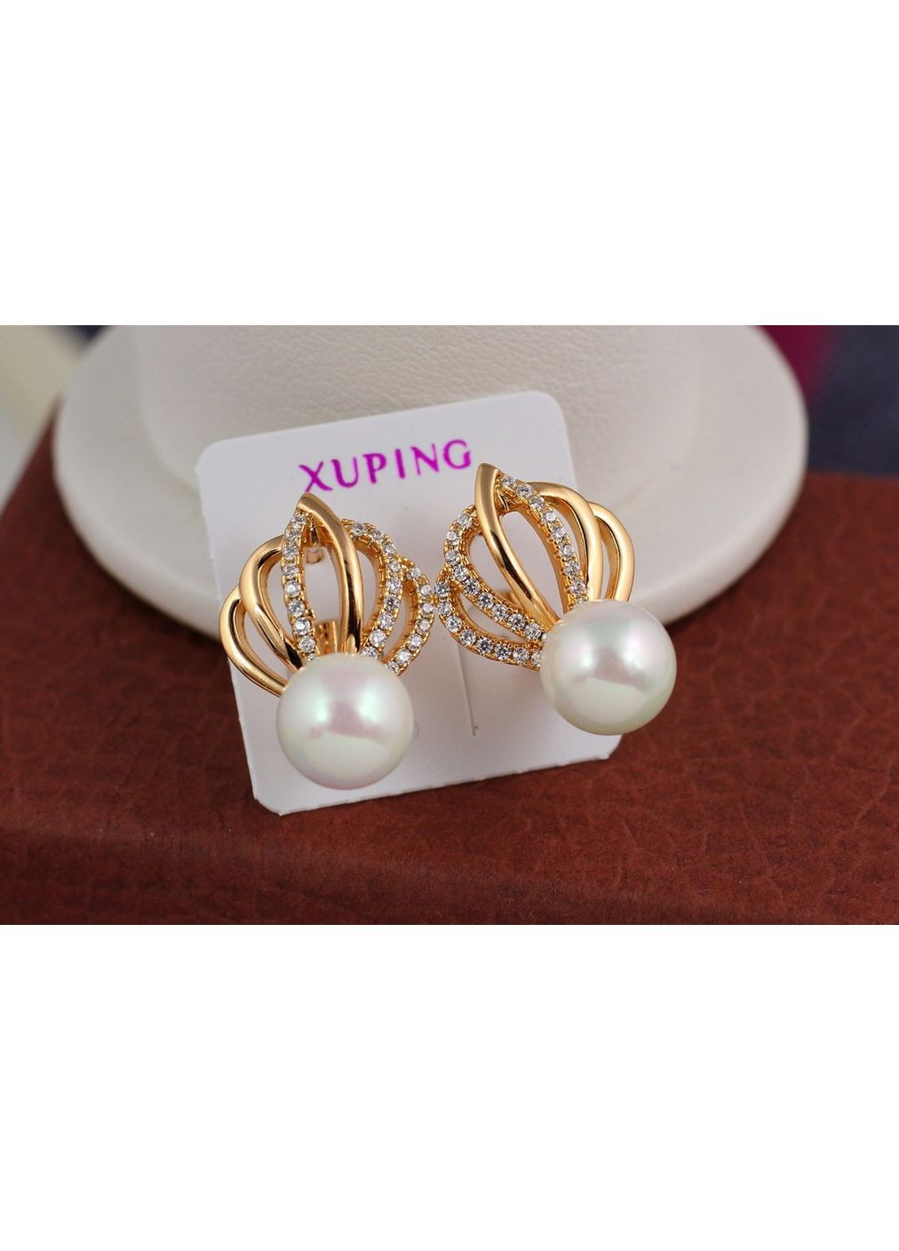 Сережки корона з перлиною 2,2 см золотисті love-shopping Xuping Jewelry (354657706)