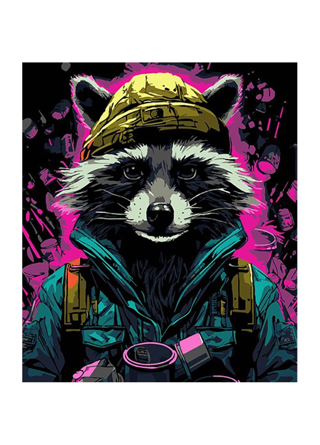 Картина по номерам «Енот на черном фоне» для творческого рисования для детей и взрослых. Strateg (369759416)