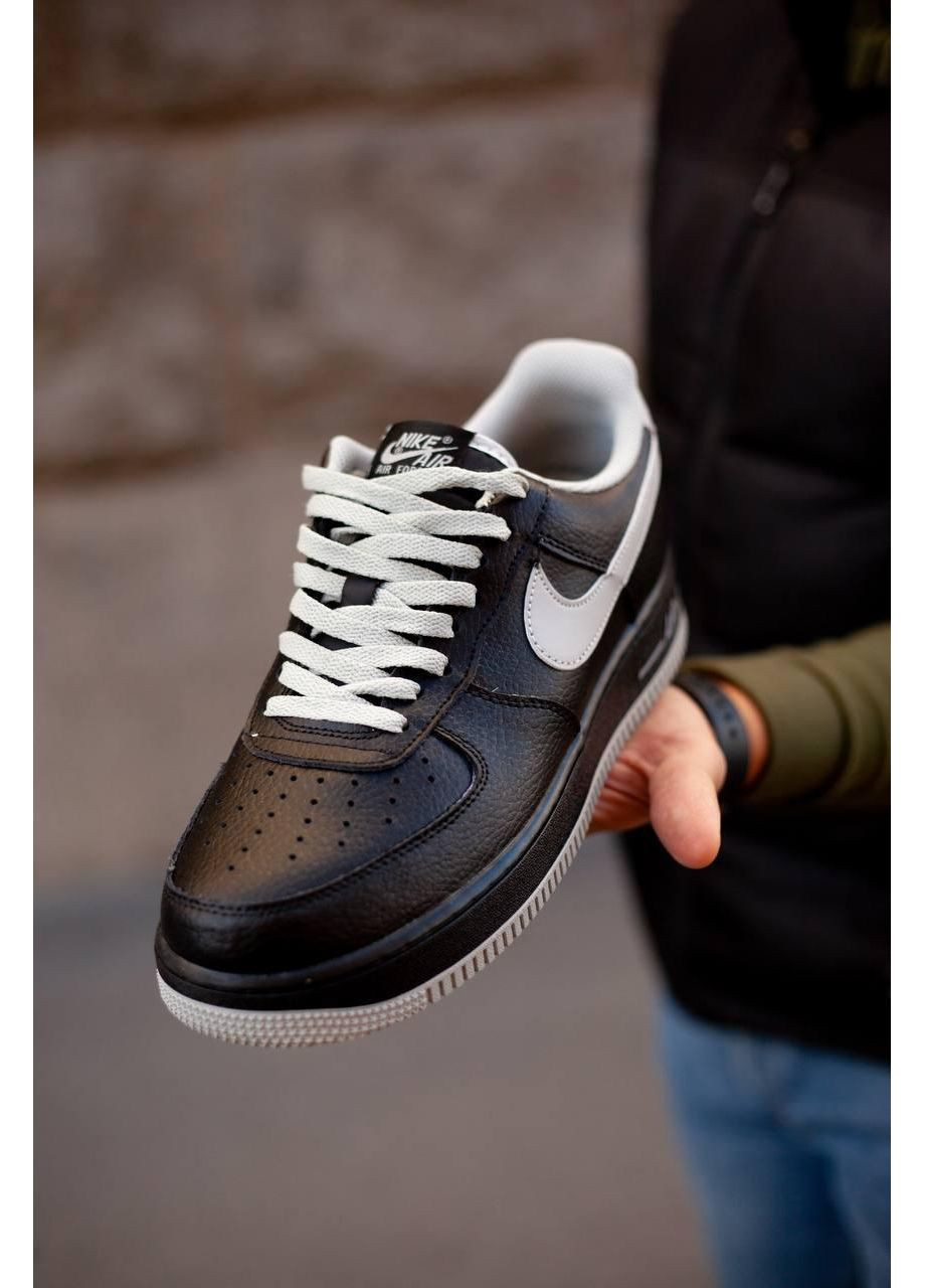 КРОССОВКИ ЖЕНСКИЕ NIKE AIR FORCE 1 LOW BLACK WHITE V2 НАЙК АИР ФОРС 1 ПРЕМИУМ No Brand чёрные демисезоны (369388270)