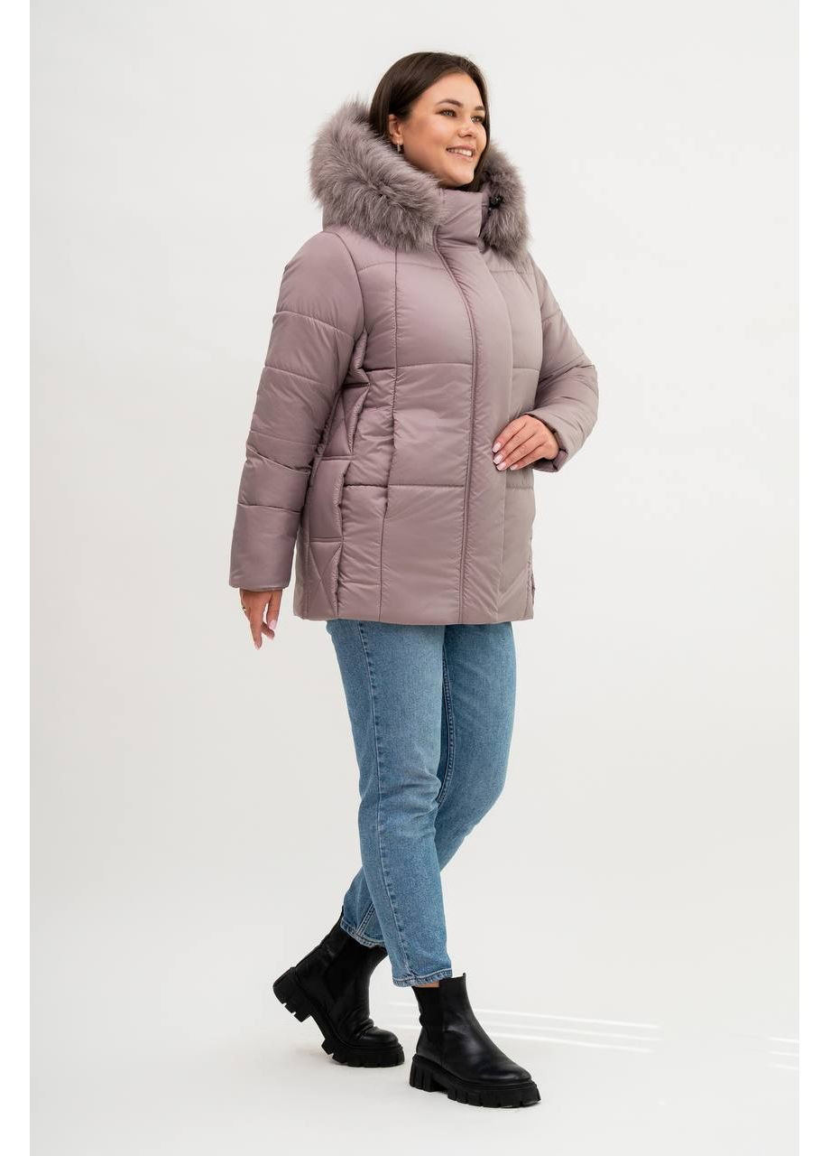 Бежевая зимняя куртка женская большого размера SK