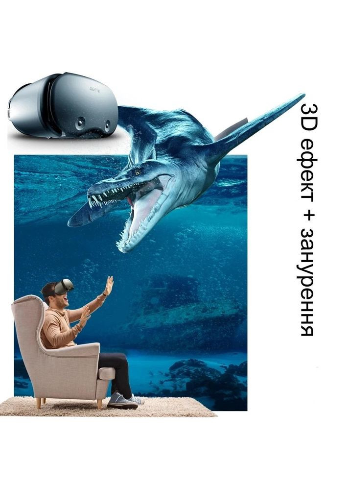 Окуляри шолом віртуальної реальності VRG Pro X7 для телефонів з екраном від 5″-7″ + пульт ДУ чорні ORIGINAL (303916050)