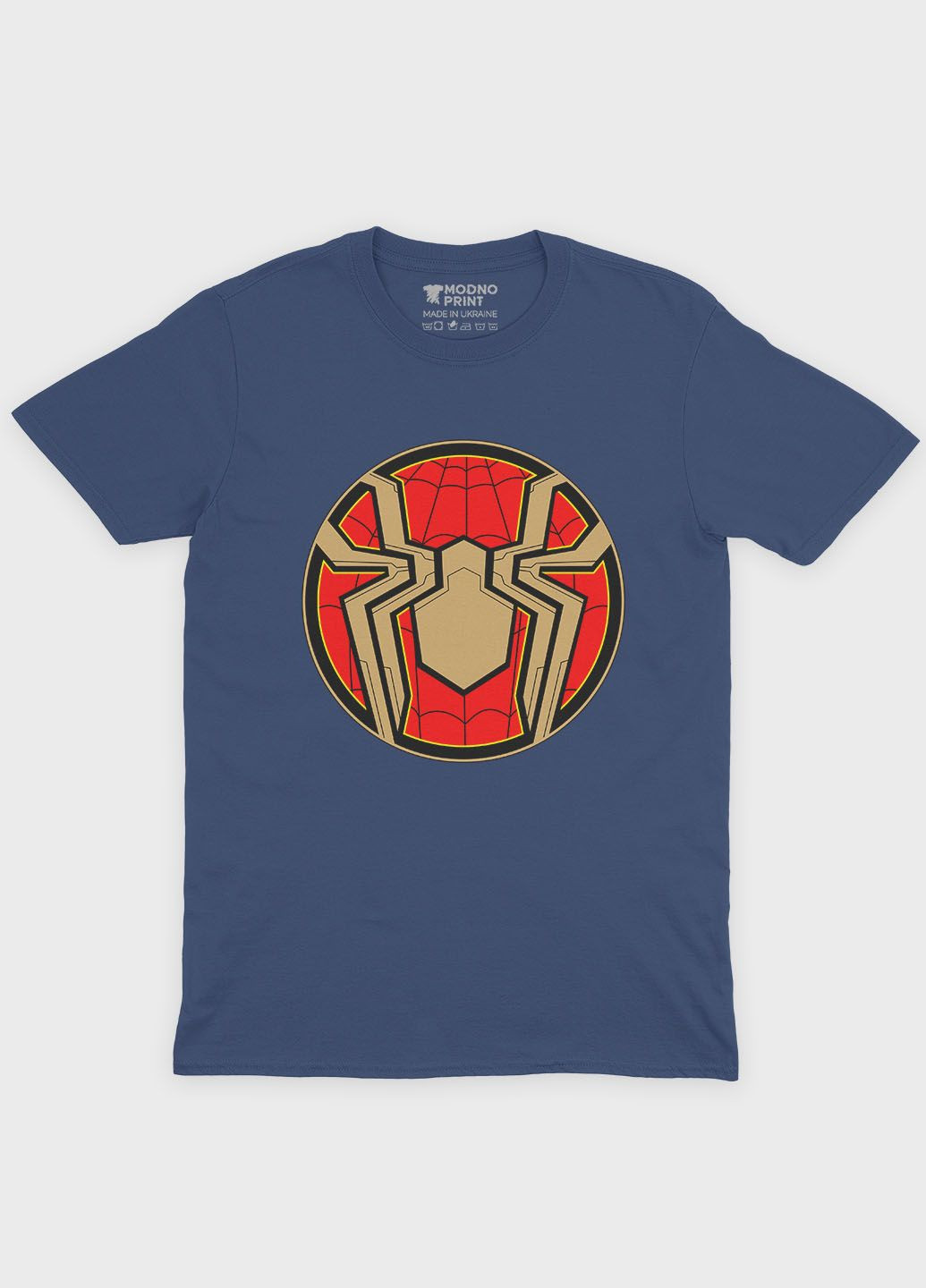 Темно-синя чоловіча футболка з принтом супергероя - людина-павук (ts001-1-nav-006-014-105) Modno
